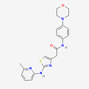 molecular formula C21H23N5O2S B2678128 2-(2-((6-methylpyridin-2-yl)amino)thiazol-4-yl)-N-(4-morpholinophenyl)acetamide CAS No. 1323851-01-9