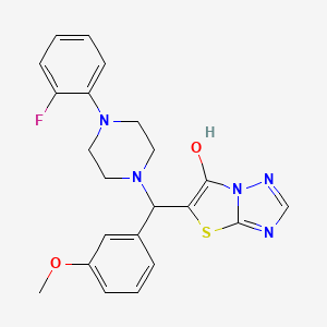 molecular formula C22H22FN5O2S B2678138 5-((4-(2-氟苯基)哌嗪-1-基)(3-甲氧基苯基)甲基)噻唑并[3,2-b][1,2,4]三嗪-6-醇 CAS No. 868220-50-2