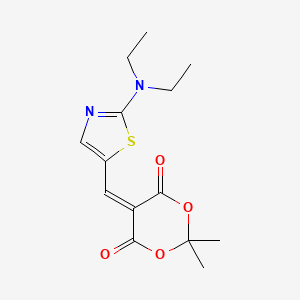 molecular formula C14H18N2O4S B2678143 5-{[2-(二乙基氨基)-1,3-噻唑-5-基]甲亚甲基}-2,2-二甲基-1,3-二氧杂环戊烷-4,6-二酮 CAS No. 477854-98-1