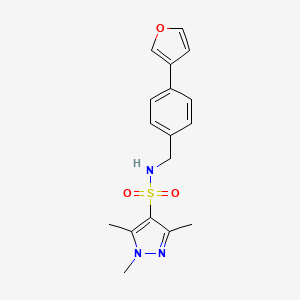 molecular formula C17H19N3O3S B2678151 N-{[4-(furan-3-yl)phenyl]methyl}-1,3,5-trimethyl-1H-pyrazole-4-sulfonamide CAS No. 2097930-05-5