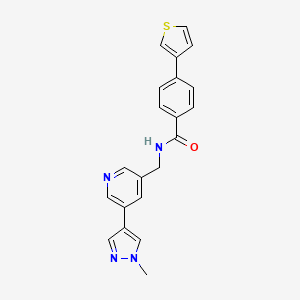 N-((5-(1-methyl-1H-pyrazol-4-yl)pyridin-3-yl)methyl)-4-(thiophen-3-yl)benzamide