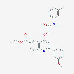 molecular formula C28H26N2O5 B2678166 Ethyl 2-(3-methoxyphenyl)-4-(2-oxo-2-(m-tolylamino)ethoxy)quinoline-6-carboxylate CAS No. 1114870-96-0