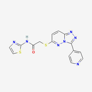 molecular formula C15H11N7OS2 B2678172 2-[(3-吡啶-4-基-[1,2,4]三唑并[4,3-b]吡啶-6-基)硫醚]-N-(1,3-噻唑-2-基)乙酰胺 CAS No. 868970-11-0