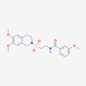 molecular formula C21H26N2O6S B2678176 N-(2-((6,7-dimethoxy-3,4-dihydroisoquinolin-2(1H)-yl)sulfonyl)ethyl)-3-methoxybenzamide CAS No. 922120-40-9