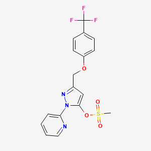molecular formula C17H14F3N3O4S B2678183 [2-Pyridin-2-yl-5-[[4-(trifluoromethyl)phenoxy]methyl]pyrazol-3-yl] methanesulfonate CAS No. 1803080-77-4