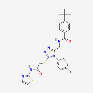 molecular formula C25H25FN6O2S2 B2678184 4-(tert-butyl)-N-((4-(4-fluorophenyl)-5-((2-oxo-2-(thiazol-2-ylamino)ethyl)thio)-4H-1,2,4-triazol-3-yl)methyl)benzamide CAS No. 393870-72-9
