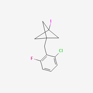 molecular formula C12H11ClFI B2678187 1-[(2-Chloro-6-fluorophenyl)methyl]-3-iodobicyclo[1.1.1]pentane CAS No. 2287288-72-4