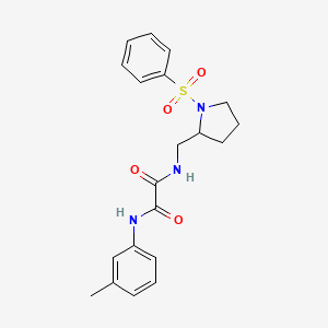 molecular formula C20H23N3O4S B2678192 N1-((1-(phenylsulfonyl)pyrrolidin-2-yl)methyl)-N2-(m-tolyl)oxalamide CAS No. 896265-41-1