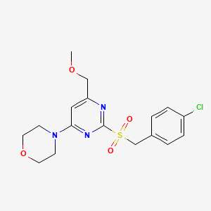 molecular formula C17H20ClN3O4S B2678199 4-[2-[(4-Chlorobenzyl)sulfonyl]-6-(methoxymethyl)-4-pyrimidinyl]morpholine CAS No. 478041-44-0