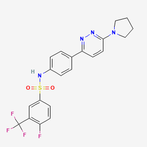 molecular formula C21H18F4N4O2S B2678201 4-氟-N-[4-(6-吡咯烷-1-基吡啶并[3,4-b]吡啉-3-基)苯基]-3-(三氟甲基)苯磺酰胺 CAS No. 1172362-44-5