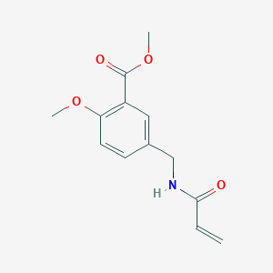 molecular formula C13H15NO4 B2678204 Methyl 2-methoxy-5-[(prop-2-enoylamino)methyl]benzoate CAS No. 2411279-15-5