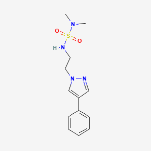molecular formula C13H18N4O2S B2678210 1-[2-(Dimethylsulfamoylamino)ethyl]-4-phenylpyrazole CAS No. 2034551-43-2