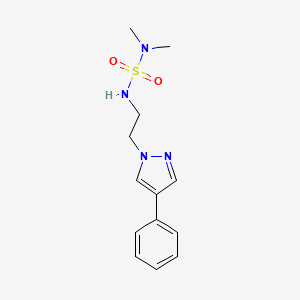 molecular formula C13H18N4O2S B2678210 1-[2-(二甲基磺酰氨基)乙基]-4-苯基吡咯啉 CAS No. 2034551-43-2