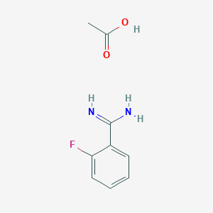 molecular formula C9H11FN2O2 B2678211 2-Fluorobenzene-1-carboximidamide; acetic acid CAS No. 1955530-54-7