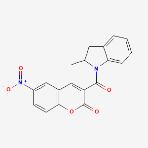 molecular formula C19H14N2O5 B2678216 3-(2-甲基吲哚-1-甲酰基)-6-硝基-2H-香豆素-2-酮 CAS No. 777873-47-9