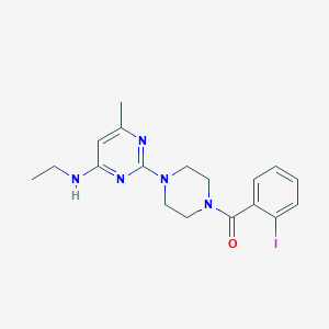molecular formula C18H22IN5O B2678217 N-乙基-2-[4-(2-碘苯甲酰)哌嗪-1-基]-6-甲基嘧啶-4-胺 CAS No. 923150-79-2