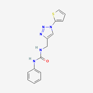 molecular formula C14H13N5OS B2678219 1-Phenyl-3-[(1-thiophen-2-yltriazol-4-yl)methyl]urea CAS No. 2320858-15-7