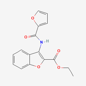molecular formula C16H13NO5 B2678227 乙酸-3-(呋喃-2-甲酰胺基)苯并呋喃-2-甲酸酯 CAS No. 477500-33-7