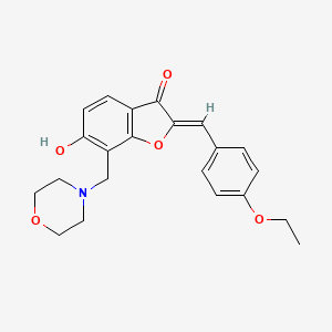 molecular formula C22H23NO5 B2678229 (2Z)-2-[(4-ethoxyphenyl)methylidene]-6-hydroxy-7-(morpholin-4-ylmethyl)-1-benzofuran-3-one CAS No. 869078-20-6