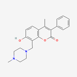 molecular formula C22H24N2O3 B2678231 7-hydroxy-4-methyl-8-[(4-methylpiperazin-1-yl)methyl]-3-phenyl-2H-chromen-2-one CAS No. 869340-69-2