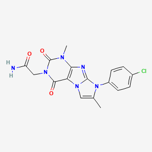 molecular formula C17H15ClN6O3 B2678232 2-[6-(4-Chlorophenyl)-4,7-dimethyl-1,3-dioxopurino[7,8-a]imidazol-2-yl]acetamide CAS No. 876670-01-8