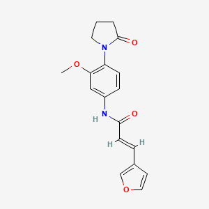 molecular formula C18H18N2O4 B2678237 (E)-3-(呋喃-3-基)-N-(3-甲氧基-4-(2-氧代吡咯烷-1-基)苯基)丙烯酰胺 CAS No. 1798408-07-7