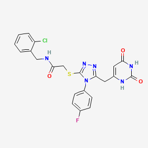 molecular formula C22H18ClFN6O3S B2678238 N-(2-chlorobenzyl)-2-((5-((2,6-dioxo-1,2,3,6-tetrahydropyrimidin-4-yl)methyl)-4-(4-fluorophenyl)-4H-1,2,4-triazol-3-yl)thio)acetamide CAS No. 852154-29-1
