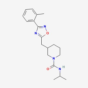 molecular formula C19H26N4O2 B2678257 N-异丙基-3-((3-(邻甲苯基)-1,2,4-噁二唑-5-基)甲基)哌啶-1-甲酰胺 CAS No. 1705890-85-2
