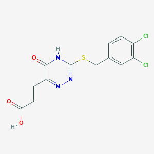 molecular formula C13H11Cl2N3O3S B2678258 3-{3-[(3,4-Dichlorobenzyl)sulfanyl]-5-hydroxy-1,2,4-triazin-6-yl}propanoic acid CAS No. 898607-87-9