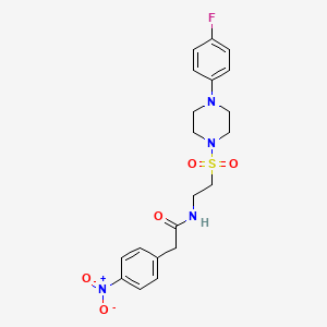 molecular formula C20H23FN4O5S B2678266 N-(2-{[4-(4-fluorophenyl)piperazin-1-yl]sulfonyl}ethyl)-2-(4-nitrophenyl)acetamide CAS No. 933212-78-3
