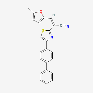 molecular formula C23H16N2OS B2678267 (Z)-2-(4-([1,1'-联苯]-4-基)噻唑-2-基)-3-(5-甲基呋喃-2-基)丙烯腈 CAS No. 332175-23-2