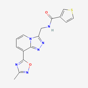molecular formula C15H12N6O2S B2678268 N-((8-(3-methyl-1,2,4-oxadiazol-5-yl)-[1,2,4]triazolo[4,3-a]pyridin-3-yl)methyl)thiophene-3-carboxamide CAS No. 2034349-88-5