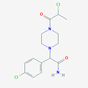 molecular formula C15H19Cl2N3O2 B2678283 2-(4-Chlorophenyl)-2-[4-(2-chloropropanoyl)piperazin-1-yl]acetamide CAS No. 2411193-37-6