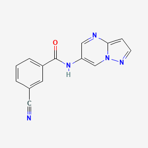 molecular formula C14H9N5O B2678294 3-cyano-N-(pyrazolo[1,5-a]pyrimidin-6-yl)benzamide CAS No. 2034621-04-8