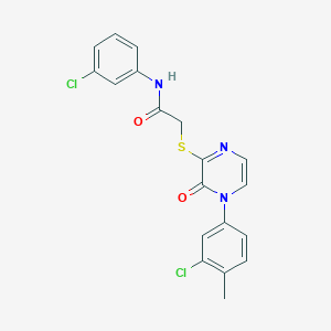 molecular formula C19H15Cl2N3O2S B2678295 2-((4-(3-chloro-4-methylphenyl)-3-oxo-3,4-dihydropyrazin-2-yl)thio)-N-(3-chlorophenyl)acetamide CAS No. 899944-38-8
