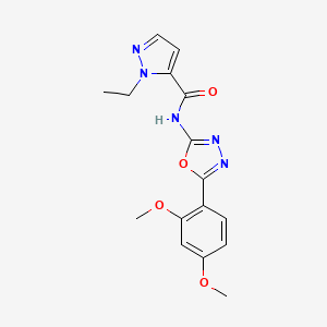 molecular formula C16H17N5O4 B2678297 N-(5-(2,4-dimethoxyphenyl)-1,3,4-oxadiazol-2-yl)-1-ethyl-1H-pyrazole-5-carboxamide CAS No. 1171009-25-8