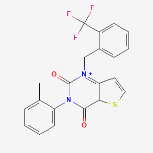 molecular formula C21H15F3N2O2S B2678298 3-(2-甲基苯基)-1-{[2-(三氟甲基)苯基]甲基}-1H,2H,3H,4H-噻吩[3,2-d]嘧啶-2,4-二酮 CAS No. 1326928-01-1
