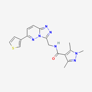 1,3,5-trimethyl-N-((6-(thiophen-3-yl)-[1,2,4]triazolo[4,3-b]pyridazin-3-yl)methyl)-1H-pyrazole-4-carboxamide