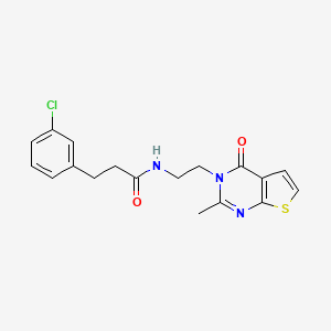 molecular formula C18H18ClN3O2S B2678302 3-(3-chlorophenyl)-N-(2-(2-methyl-4-oxothieno[2,3-d]pyrimidin-3(4H)-yl)ethyl)propanamide CAS No. 1903167-68-9