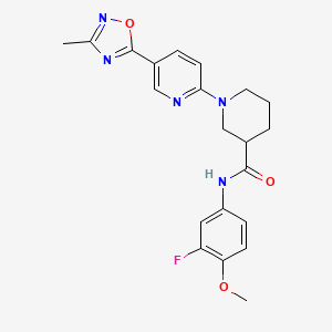 molecular formula C21H22FN5O3 B2678306 N-(3-fluoro-4-methoxyphenyl)-1-(5-(3-methyl-1,2,4-oxadiazol-5-yl)pyridin-2-yl)piperidine-3-carboxamide CAS No. 1396772-40-9