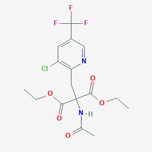 molecular formula C16H18ClF3N2O5 B2678312 二乙酸2-(乙酰氨基)-2-{[3-氯-5-(三氟甲基)-2-吡啶基]甲基}丙二酸酯 CAS No. 306976-51-2