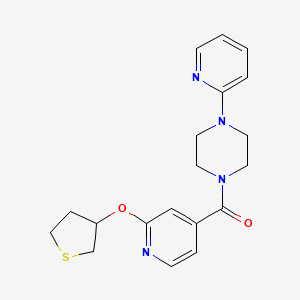 molecular formula C19H22N4O2S B2678329 (4-(Pyridin-2-yl)piperazin-1-yl)(2-((tetrahydrothiophen-3-yl)oxy)pyridin-4-yl)methanone CAS No. 2034498-02-5