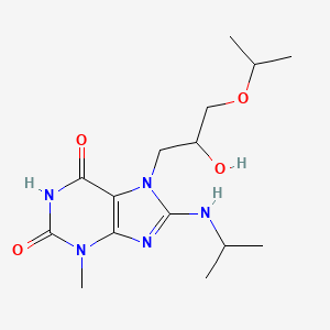 molecular formula C15H25N5O4 B2678330 7-(2-hydroxy-3-isopropoxypropyl)-8-(isopropylamino)-3-methyl-1H-purine-2,6(3H,7H)-dione CAS No. 941993-37-9