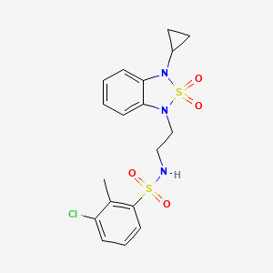 molecular formula C18H20ClN3O4S2 B2678333 3-chloro-N-[2-(3-cyclopropyl-2,2-dioxo-1,3-dihydro-2lambda6,1,3-benzothiadiazol-1-yl)ethyl]-2-methylbenzene-1-sulfonamide CAS No. 2097927-01-8