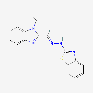 molecular formula C17H15N5S B2678334 (E)-2-(2-((1-ethyl-1H-benzo[d]imidazol-2-yl)methylene)hydrazinyl)benzo[d]thiazole CAS No. 612049-38-4