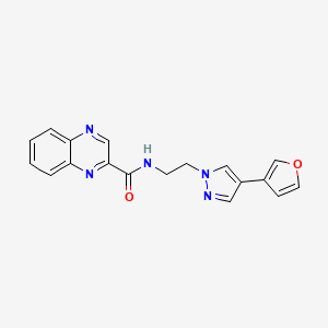 molecular formula C18H15N5O2 B2678340 N-(2-(4-(furan-3-yl)-1H-pyrazol-1-yl)ethyl)quinoxaline-2-carboxamide CAS No. 2034288-26-9