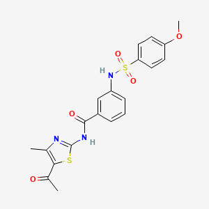 molecular formula C20H19N3O5S2 B2678343 N-(5-acetyl-4-methylthiazol-2-yl)-3-(4-methoxyphenylsulfonamido)benzamide CAS No. 898466-66-5
