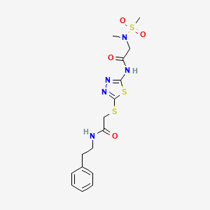 molecular formula C16H21N5O4S3 B2678346 2-(N-methylmethylsulfonamido)-N-(5-((2-oxo-2-(phenethylamino)ethyl)thio)-1,3,4-thiadiazol-2-yl)acetamide CAS No. 1351621-83-4