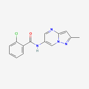 molecular formula C14H11ClN4O B2678347 2-chloro-N-(2-methylpyrazolo[1,5-a]pyrimidin-6-yl)benzamide CAS No. 1797718-22-9