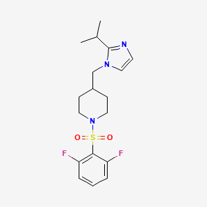 molecular formula C18H23F2N3O2S B2678350 1-((2,6-difluorophenyl)sulfonyl)-4-((2-isopropyl-1H-imidazol-1-yl)methyl)piperidine CAS No. 1421485-40-6